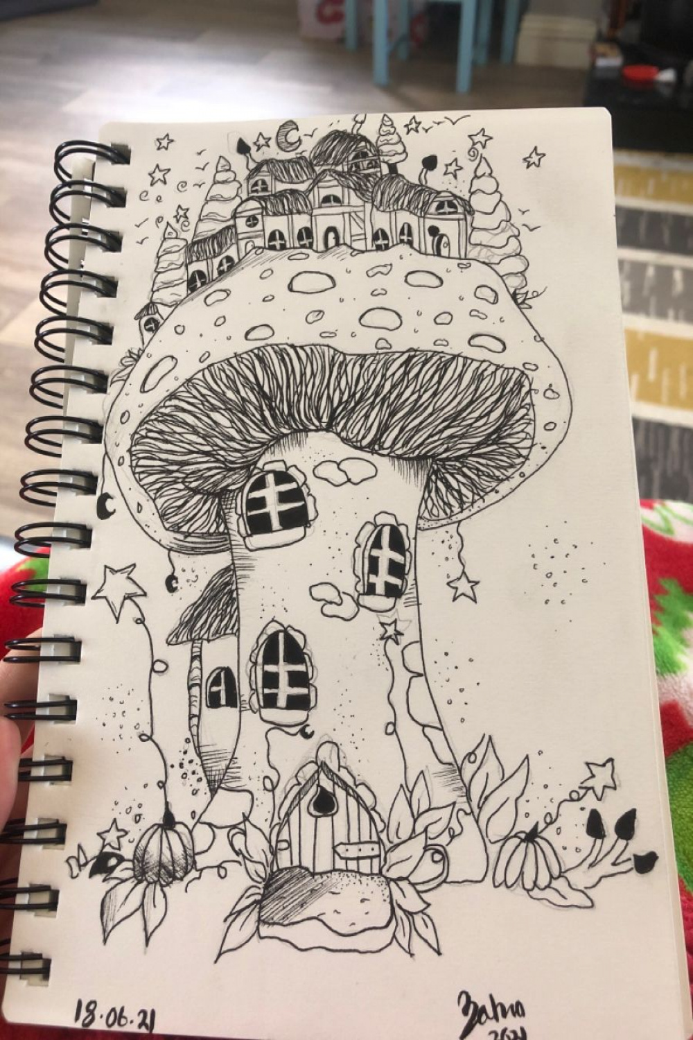 Mushroom village ✨🍄🌱☀️  Cute monster illustration, Zentangle