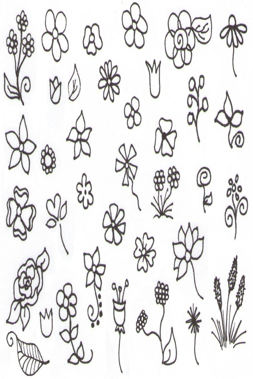 My Inspiration -- Flower Doodles!  Easy flower drawings, Simple