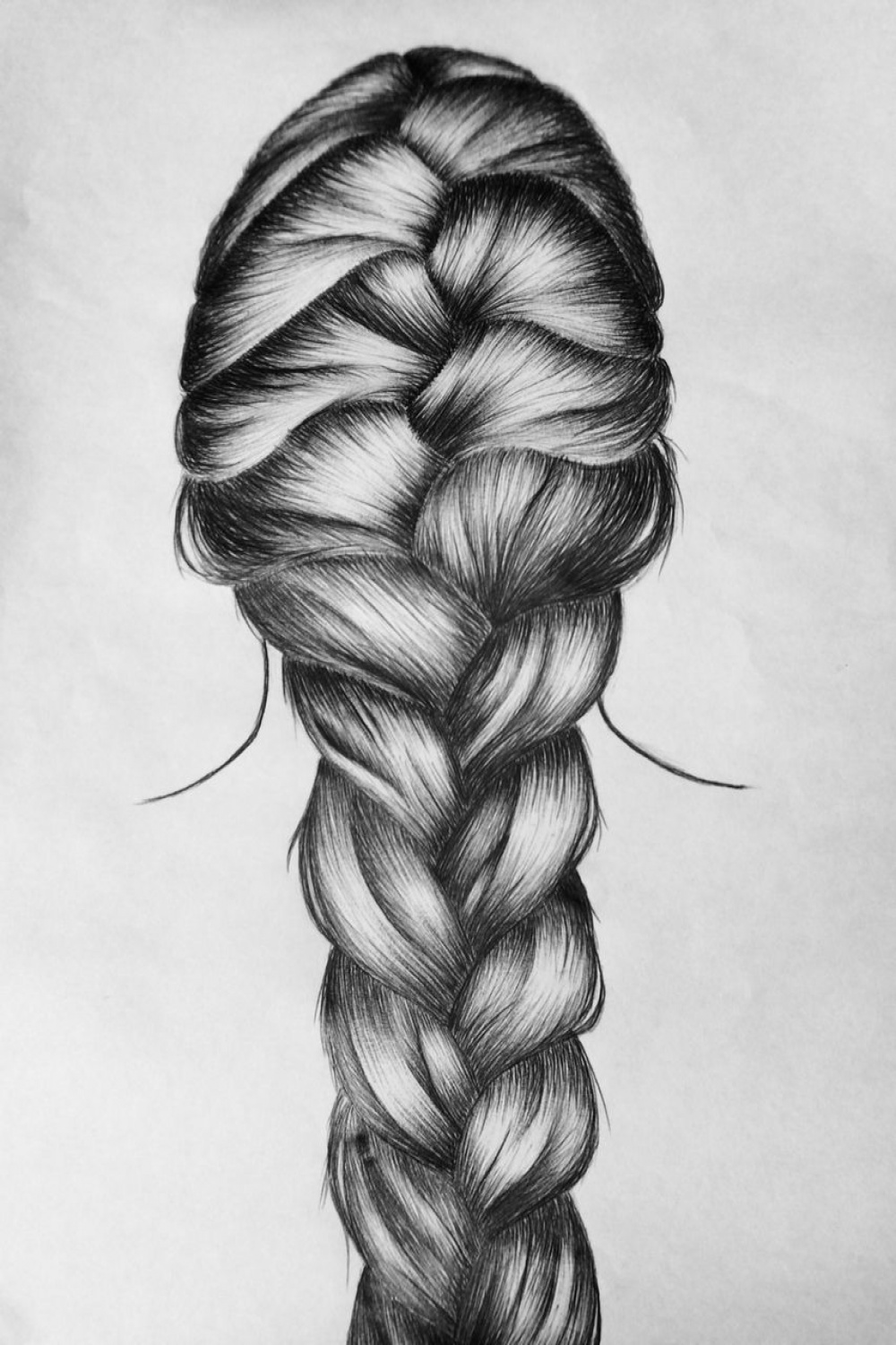 My new French braid pen drawing!  Hair sketch, Drawing hair braid