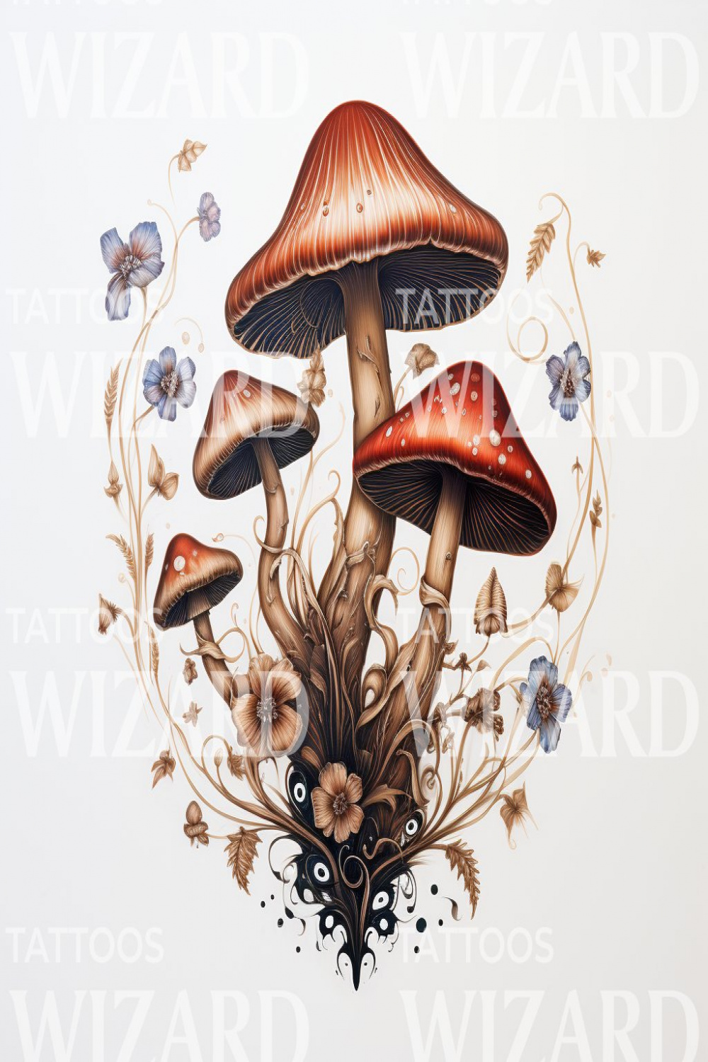 Neo Traditional Magic Mushrooms Tattoo Design – Tattoos Wizard Designs