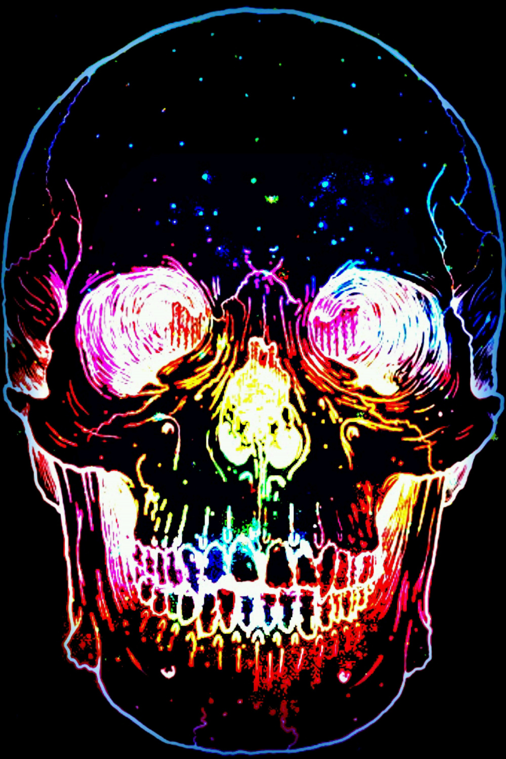 Skull Drawing Neon