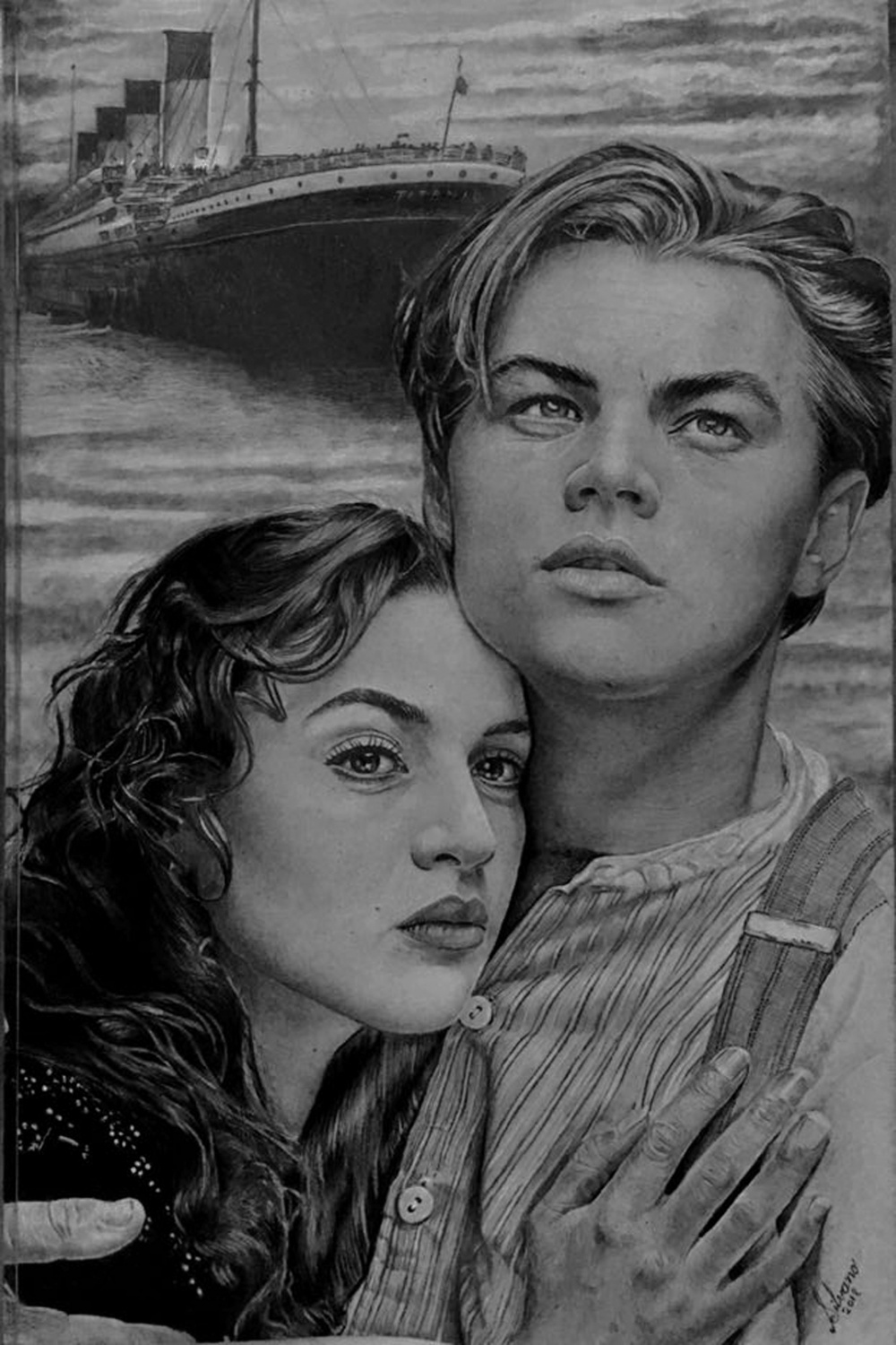O titanic Jack e rose  Celebrity drawings, Titanic art, Portrait