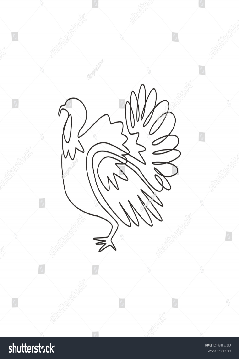 One Line Turkey Drawing