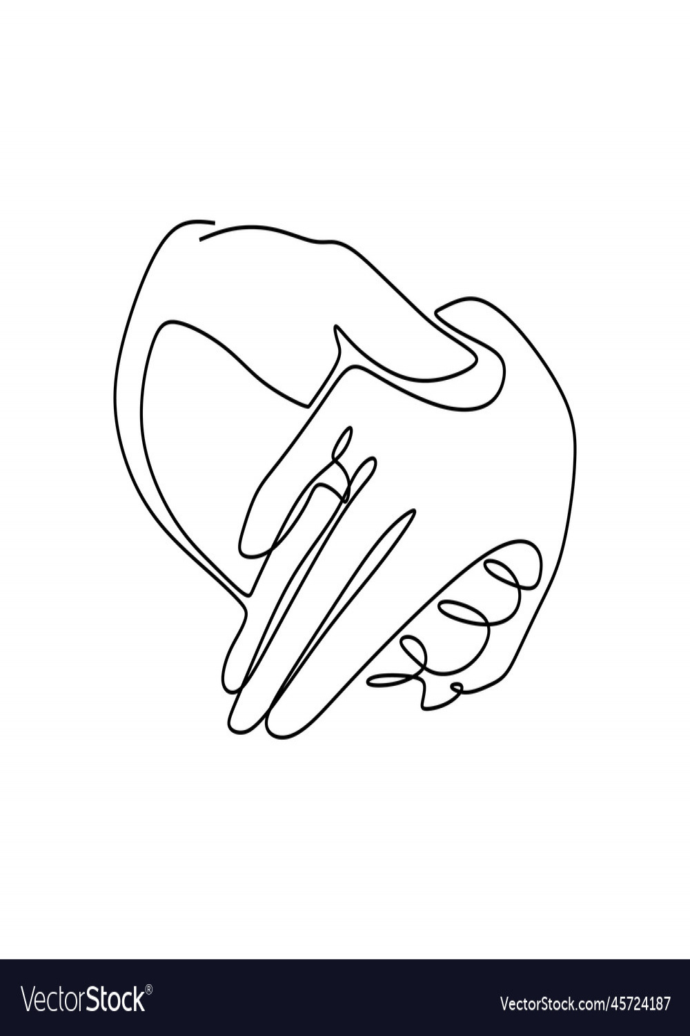 One line drawing holding hands minimalist design Vector Image