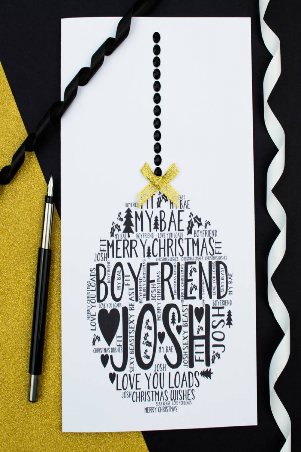 Personalised Boyfriend Christmas Bauble Card By Sew Very English