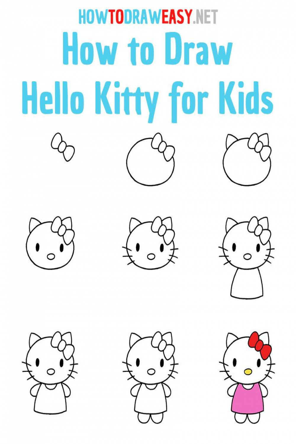 Hello Kitty Drawing Steps