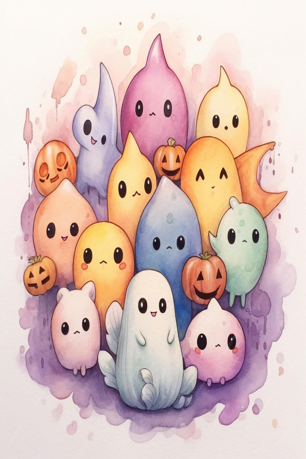 Premium Photo  A watercolor painting of a group of ghosts