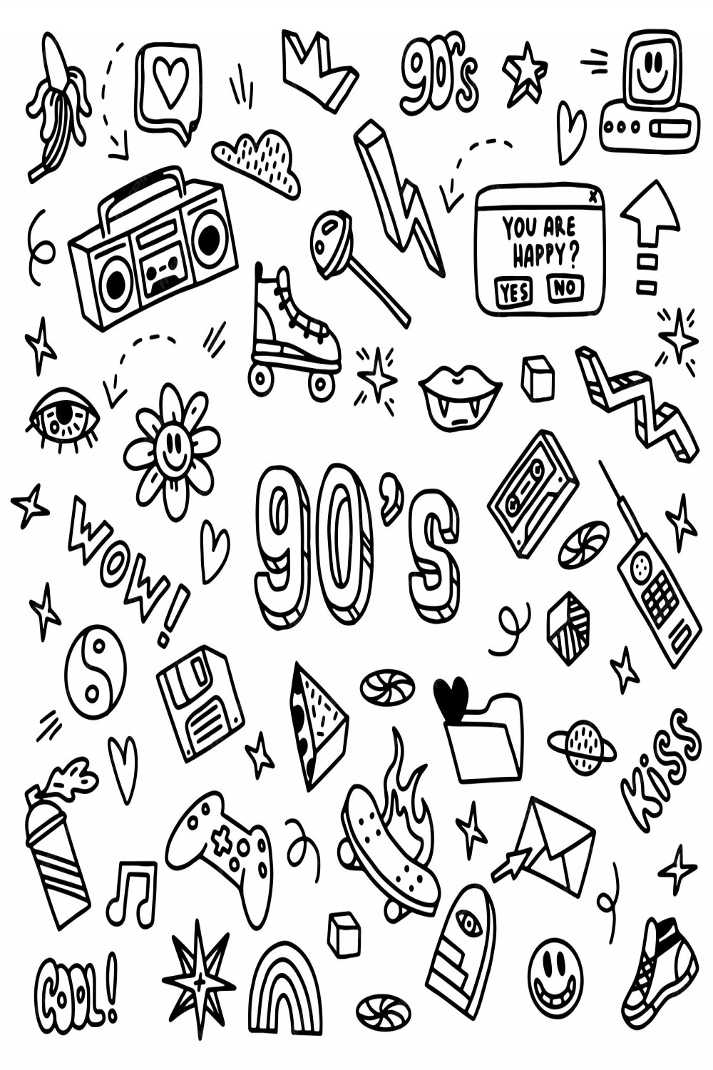 Premium Vector  A large set of doodle drawings by hand