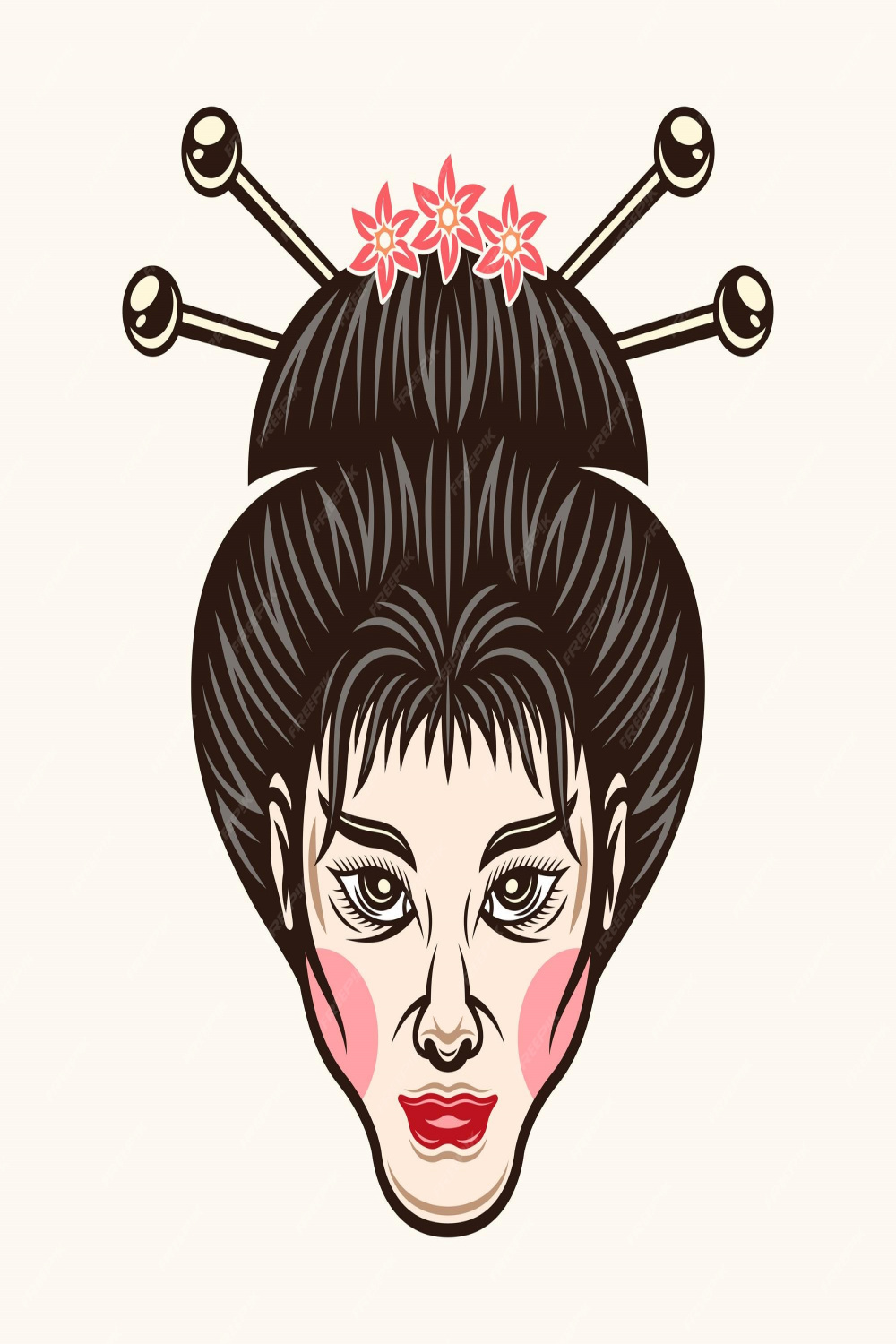Premium Vector  Japanese geisha girl face vector colorful