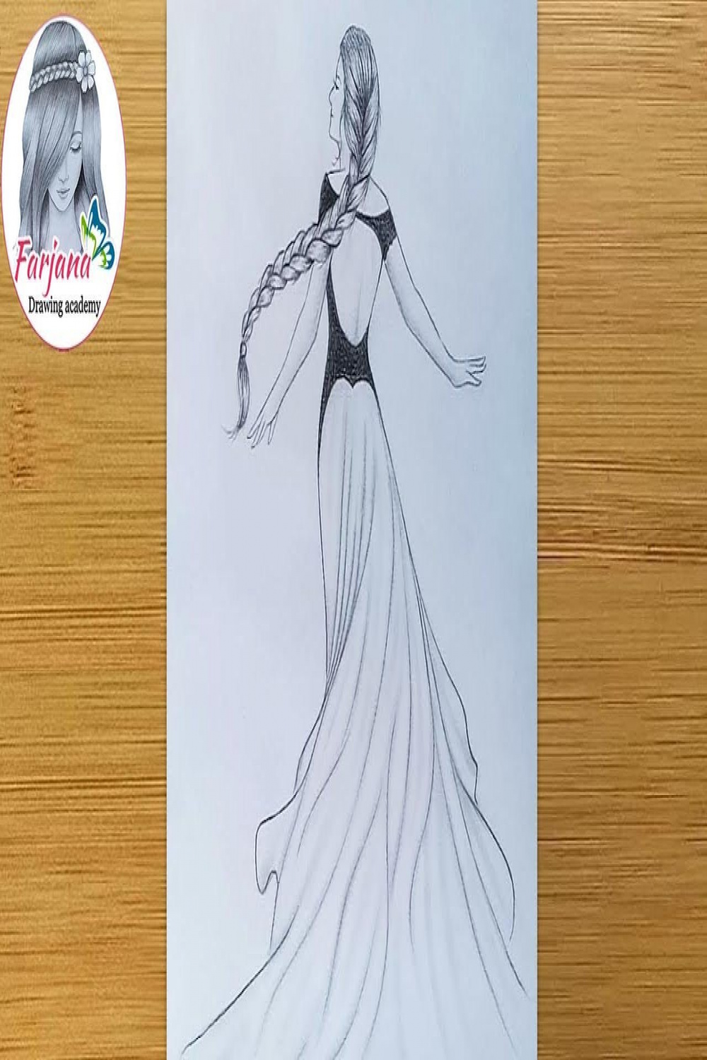 Princess Drawing - Pencil sketch  How to draw a girl with beautiful dress  and long hair