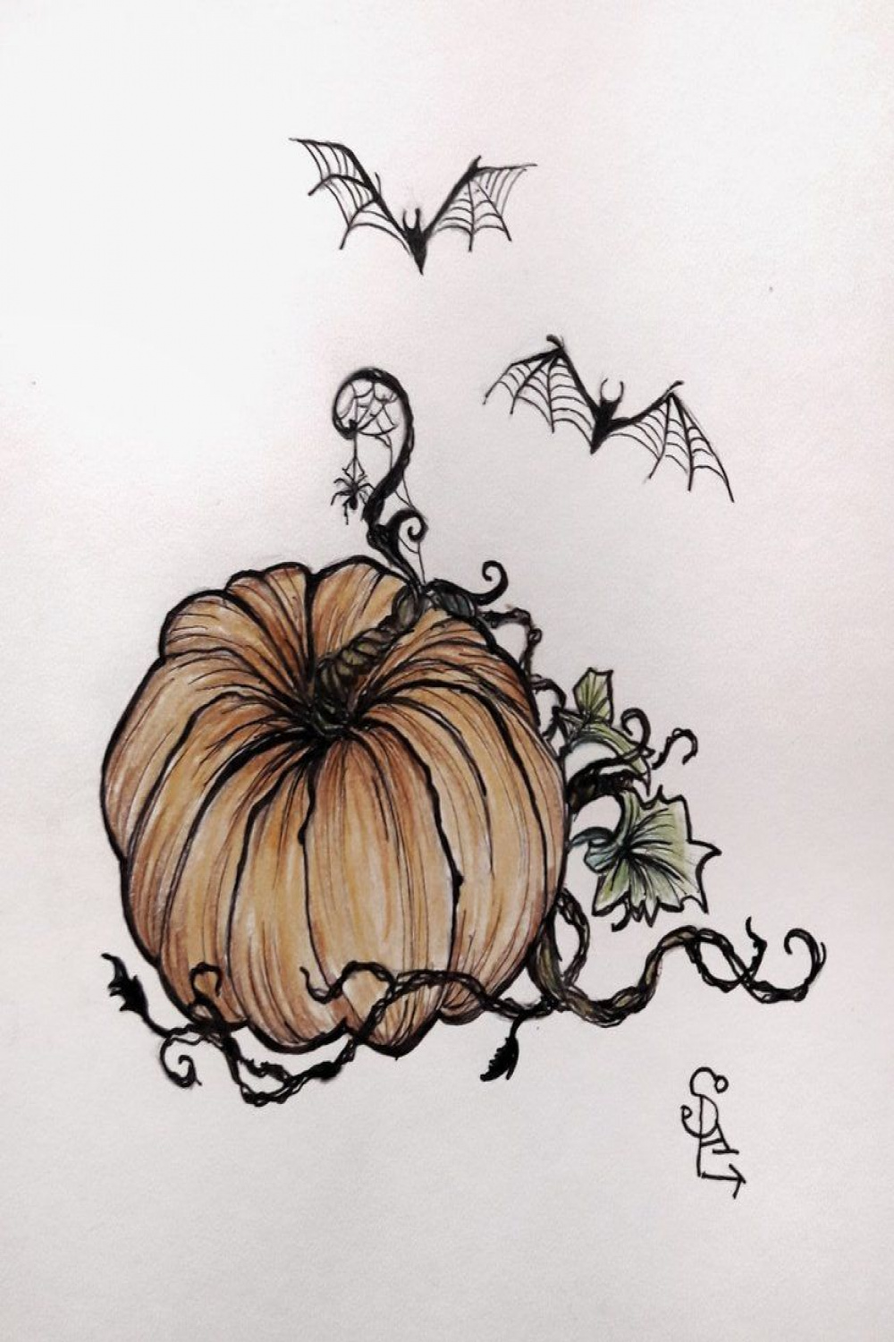 Pumpkin and bats by Persephoneblackdove on DeviantArt in