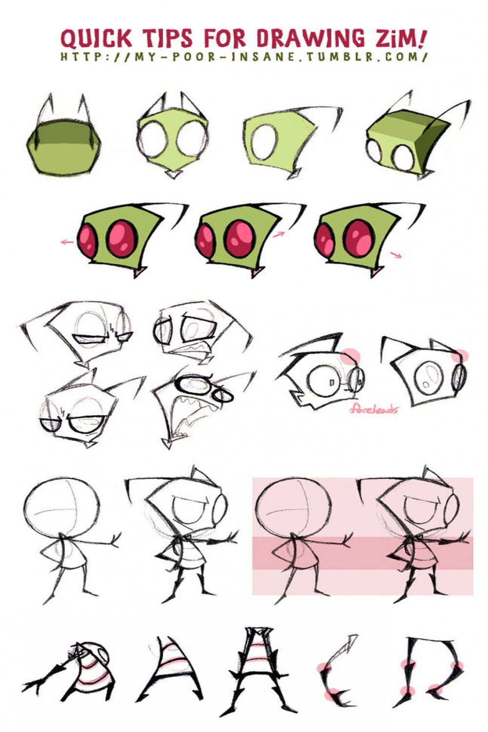 QUICK TIPS FOR DRAWING ZiM! by Naplez on deviantART  Invader zim
