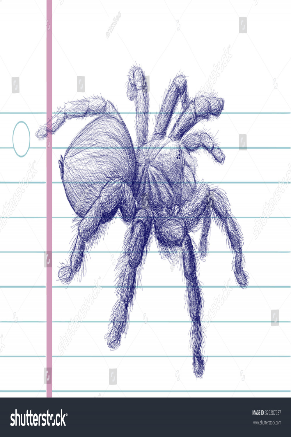 Realistic Tarantula Spider Blue Ball Pen: Stock-Vektorgrafik