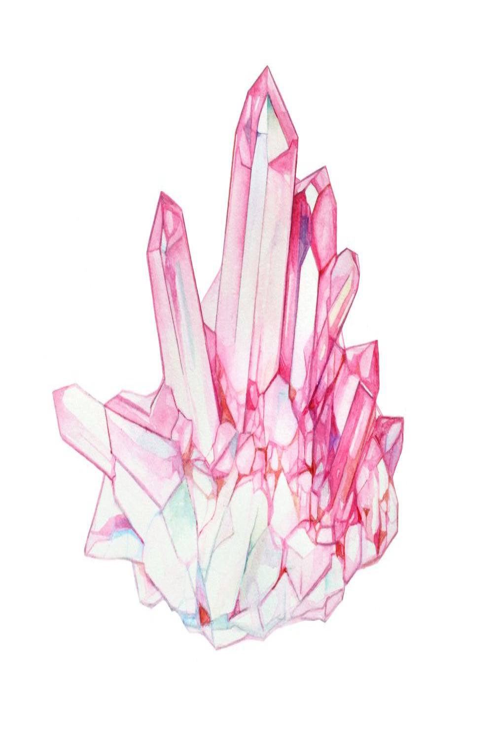 Rose Quartz Crystal Art Print by Ashereast - X-Small  Crystal