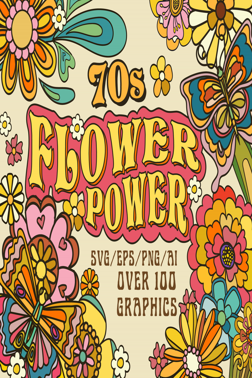 70s Flower Pattern Drawing