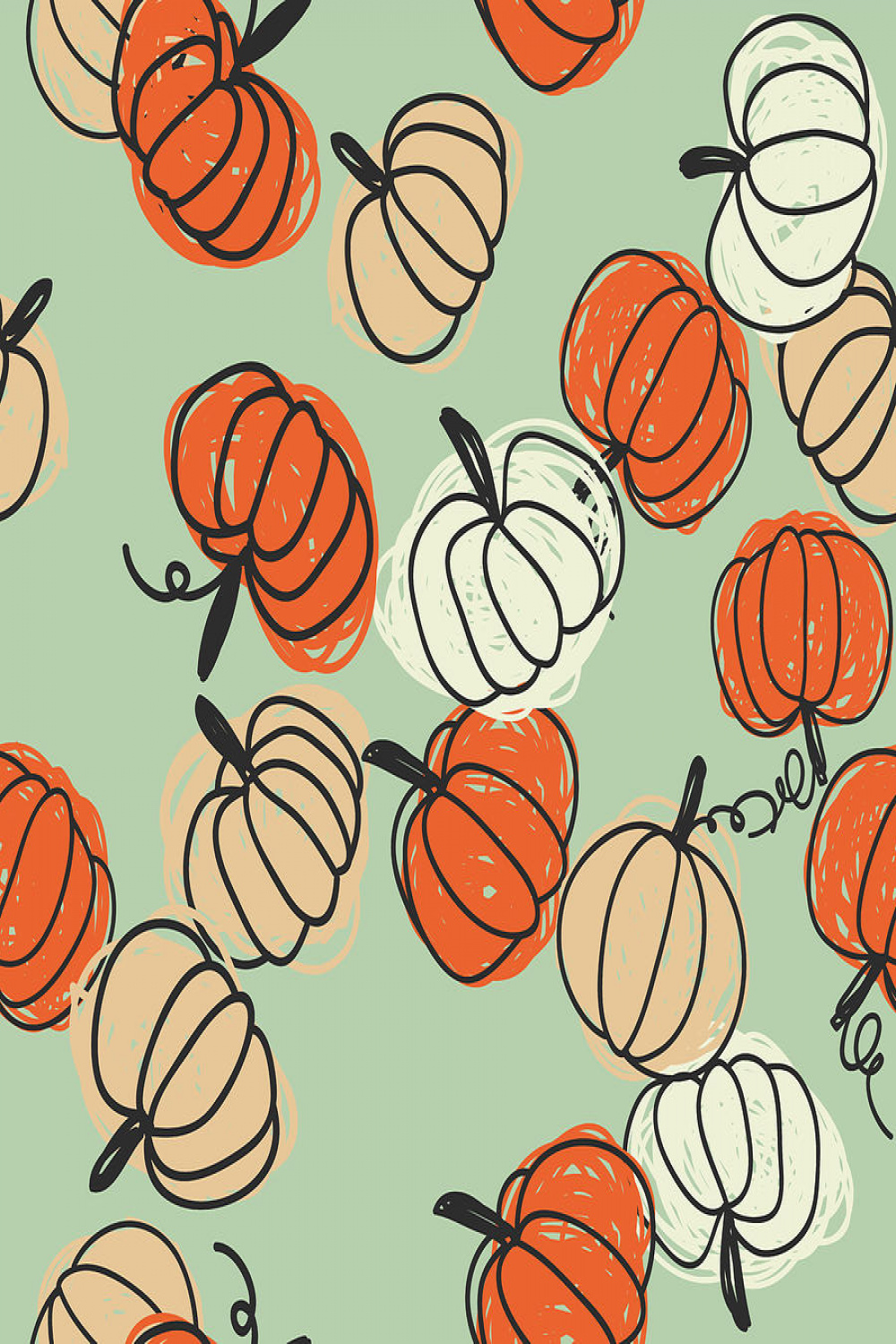 Seamless pattern with pumpkins. Beautiful background for Thanksgiving,  halloween, autumn