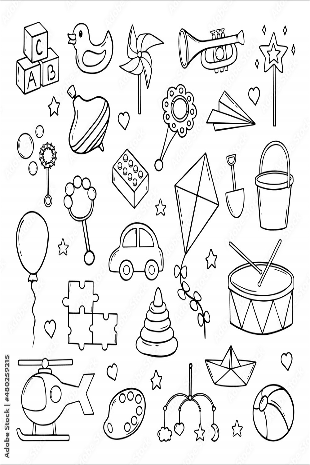 Set of Children Toys doodle