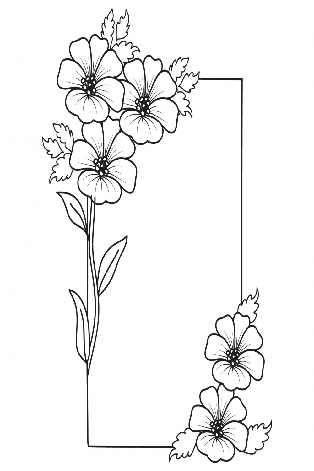 Set of different flower line on white background