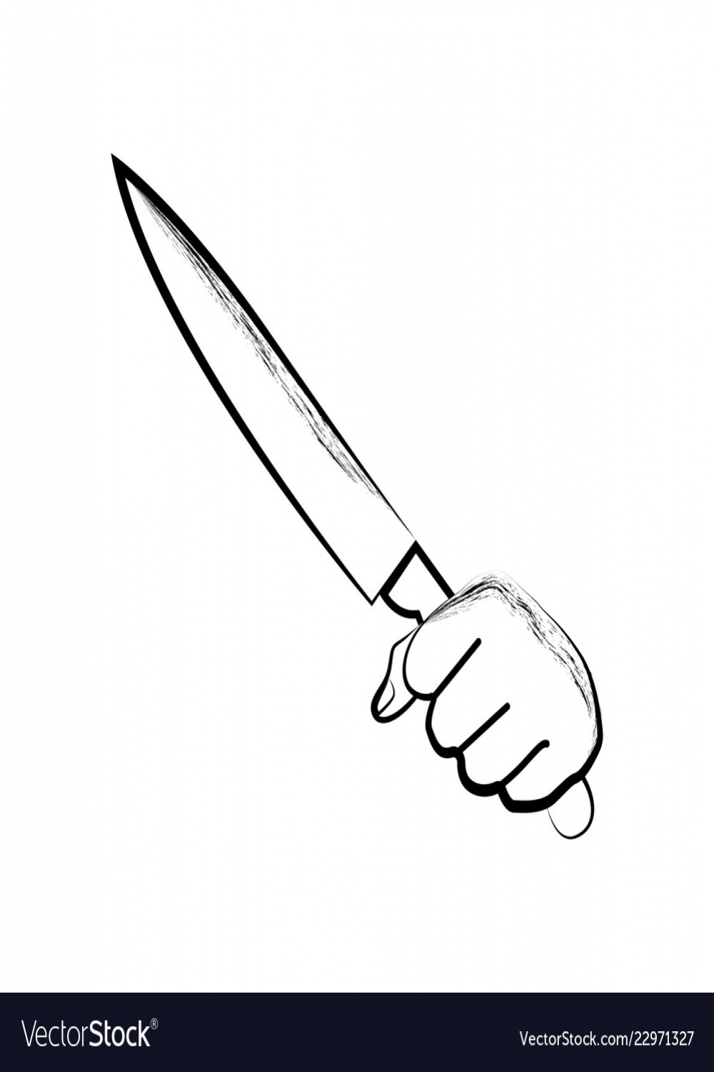 Sketch of a hand holding knife Royalty Free Vector Image