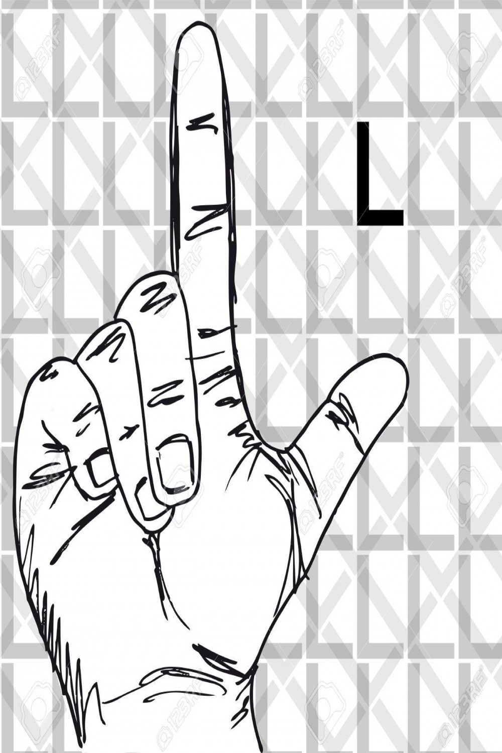 Sketch Of Sign Language Handgesten, L Brief