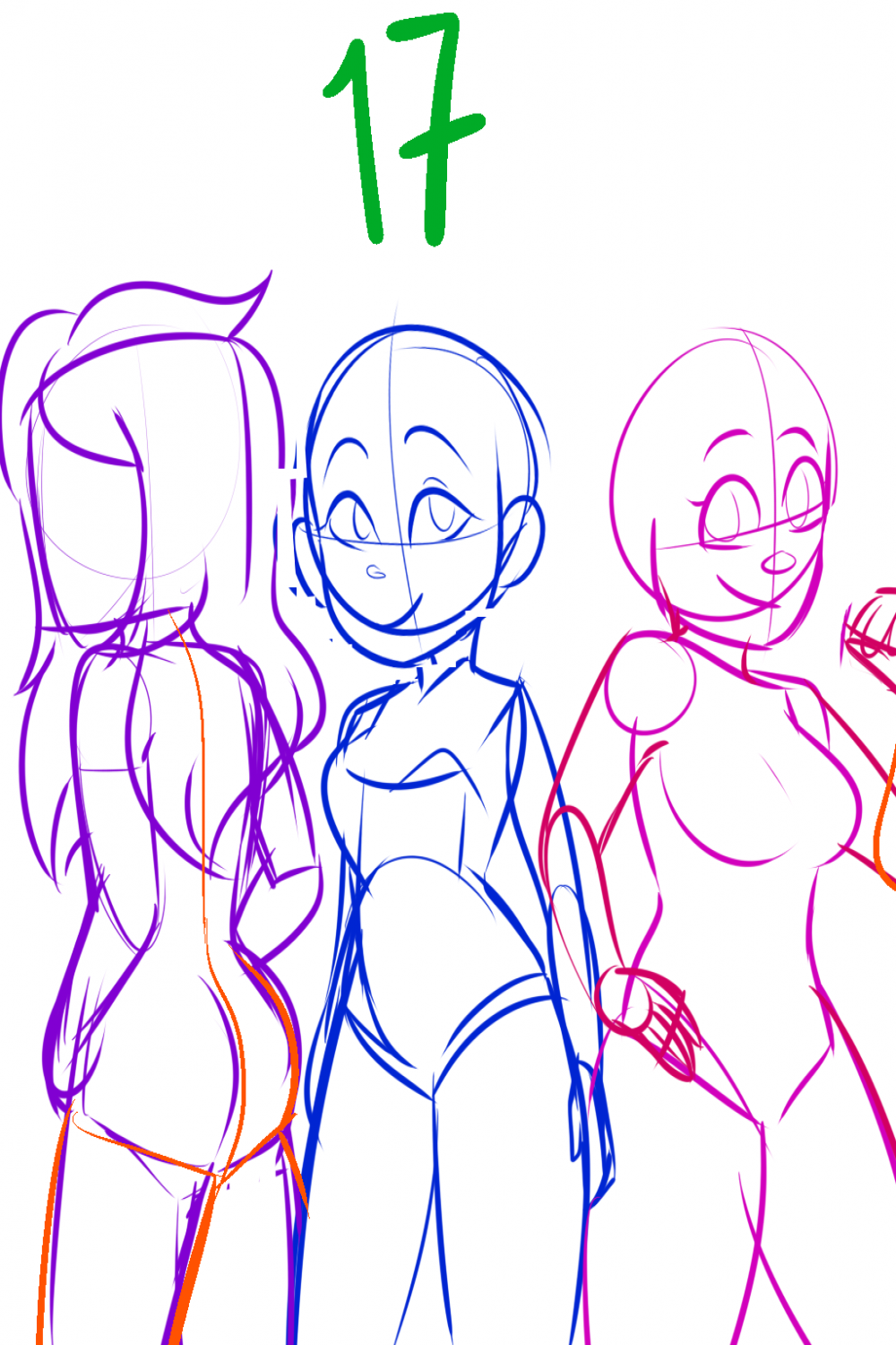 Sketch #: Three Friends!  Drawings of friends, Drawing base