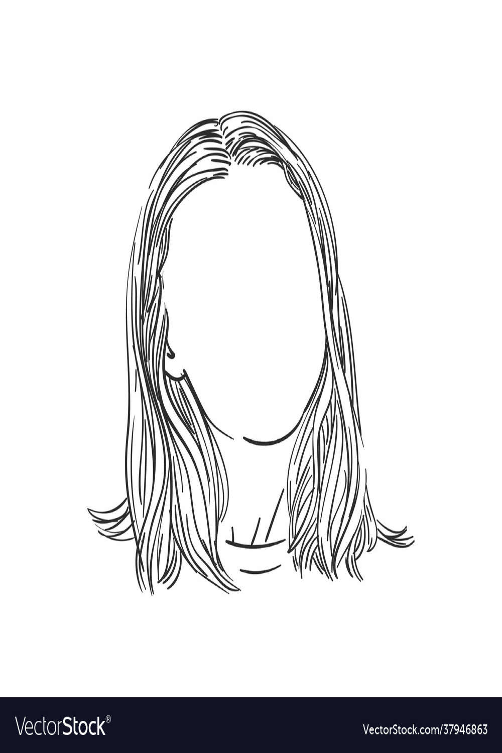 Sketch womans head with no face and long hair Vector Image