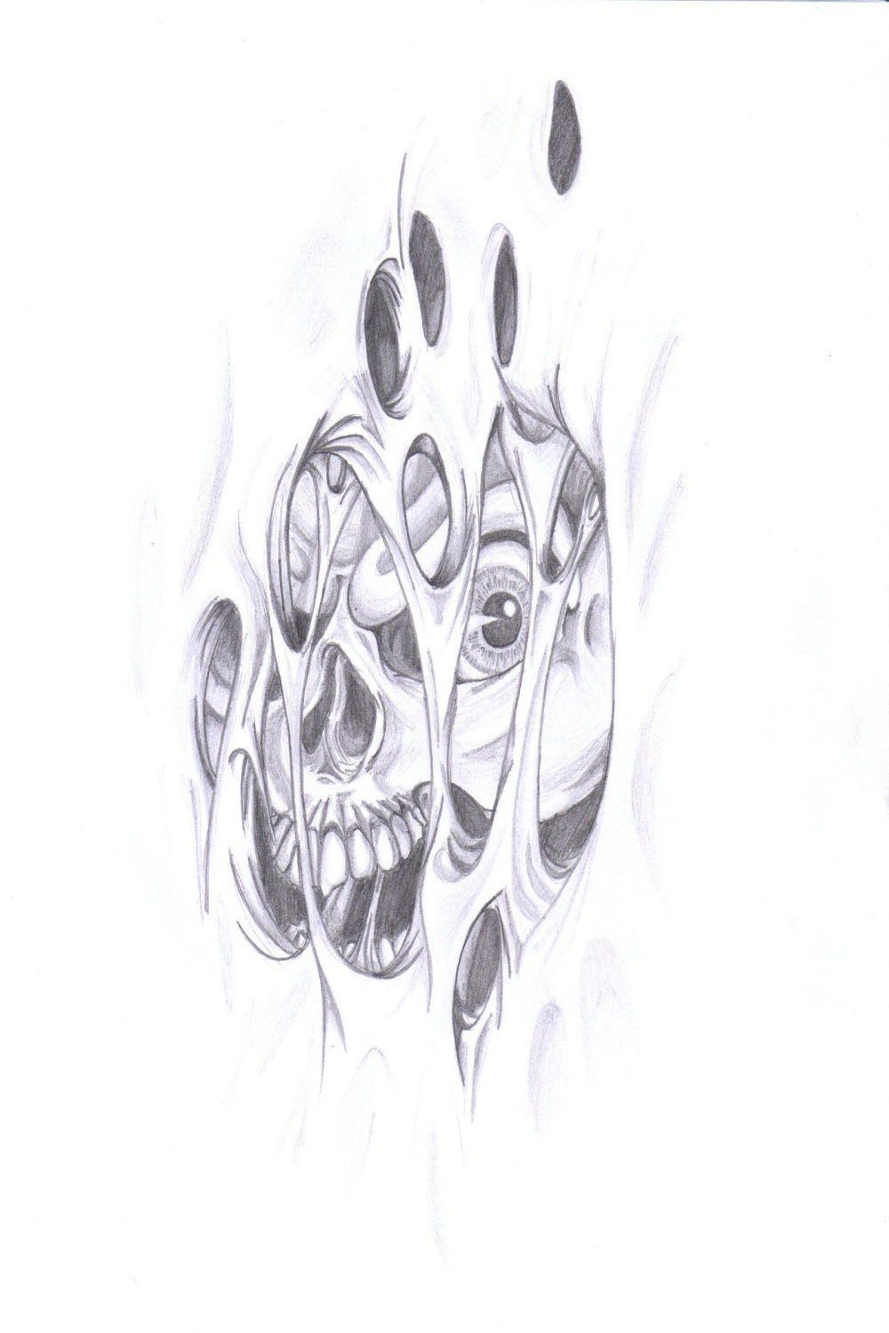 Skulls Ripping Skin Tattoo Pictures  Skin tear tattoo, Sketch