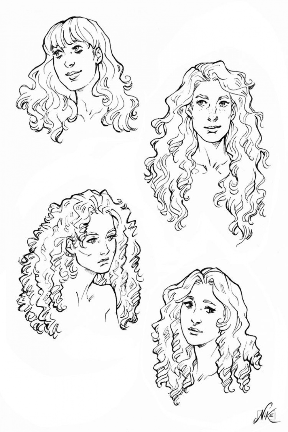 Some curly hair references by NikeMV  Drawings, Curly hair