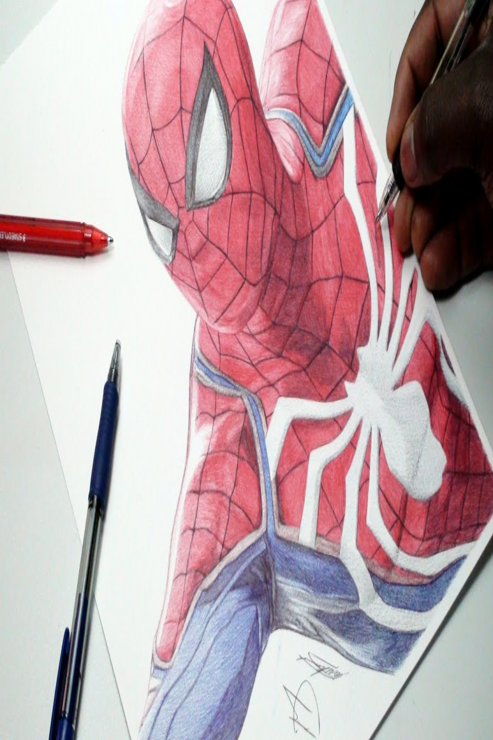 Spider-Man Pen Drawing - (Playstation ) PS - DeMoose Art