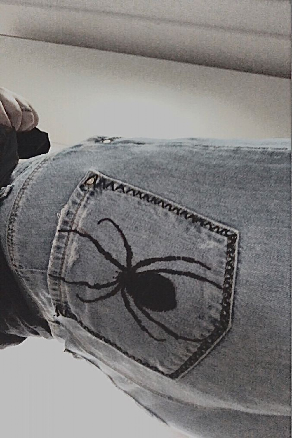 spider sewed jeans  Custom jeans diy, Bleach jeans diy, Diy pants