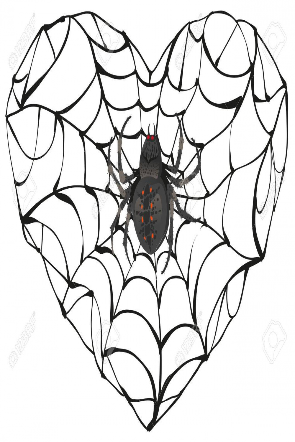 Spider Wove Web Of Heart Shape. Heart Symbol Of Love