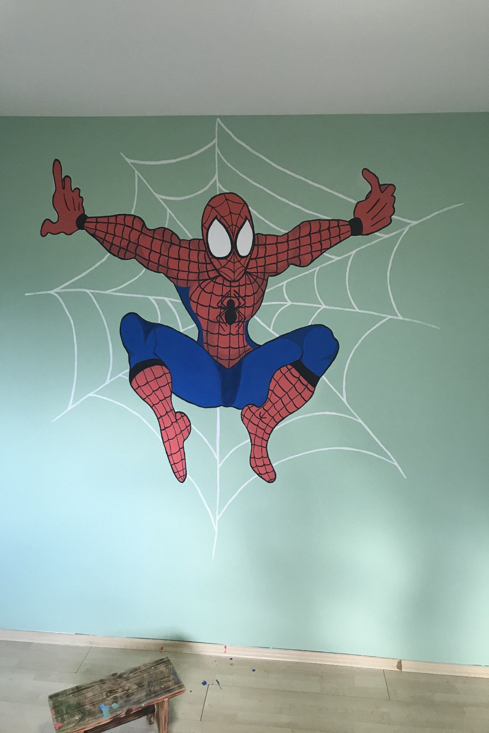 spiderman mural  Superhero room, Easy cartoon drawings, Mural art