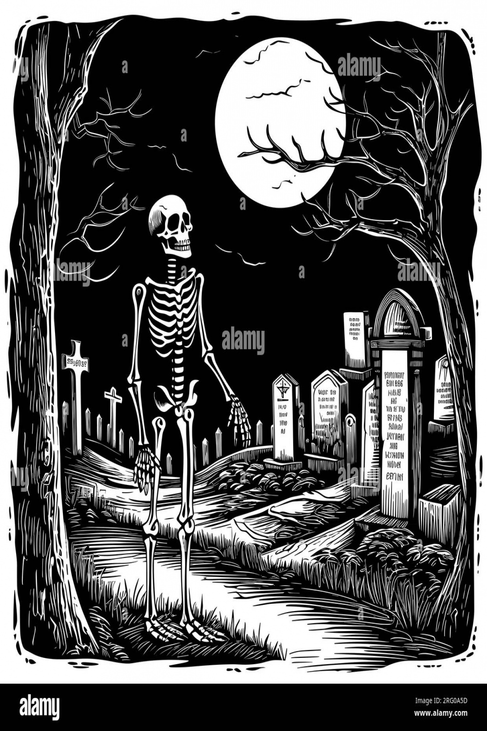 Skull Grave Yard Drawing