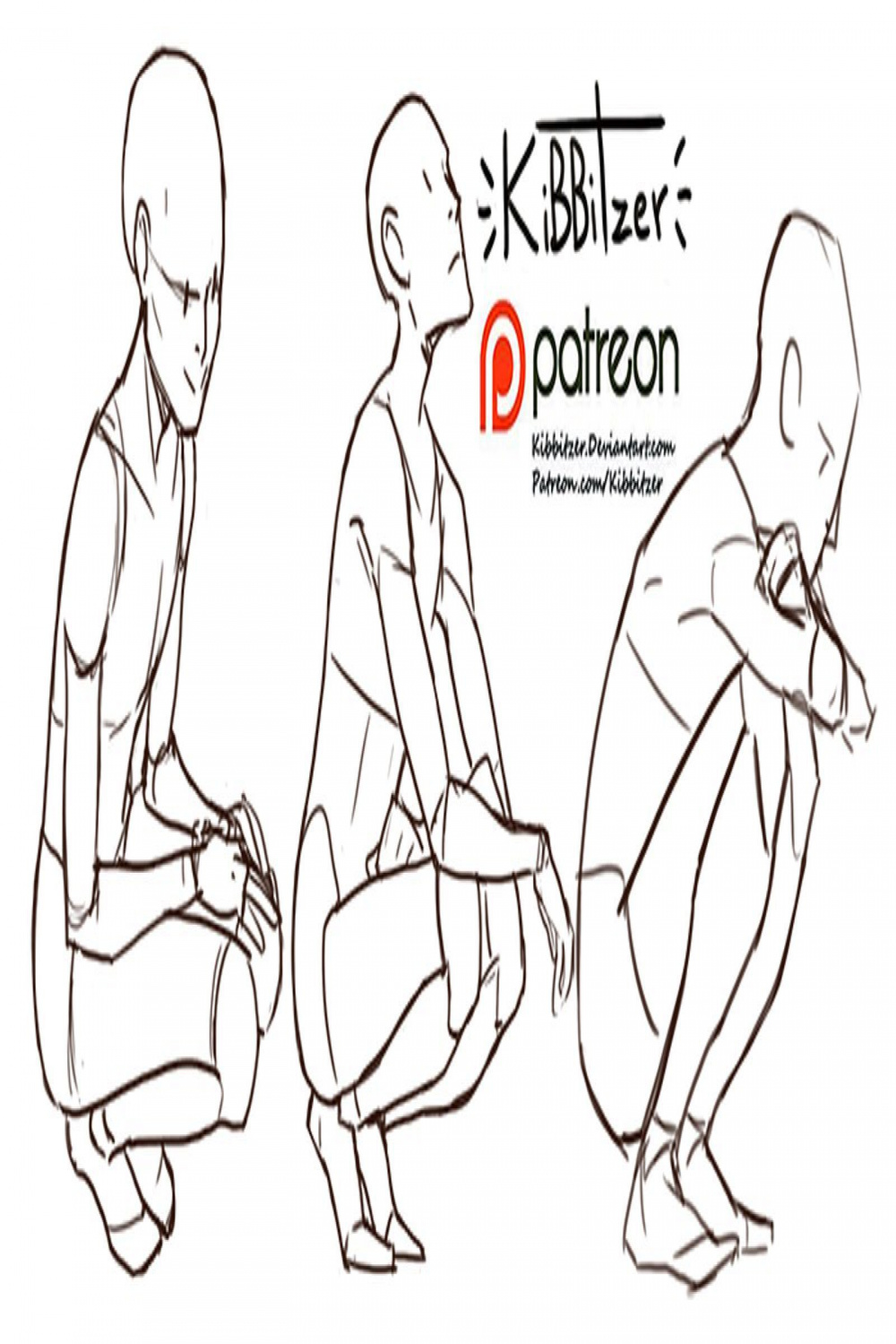 squatting reference sheet -PREVIEW-  Kibbitzer  Figure drawing