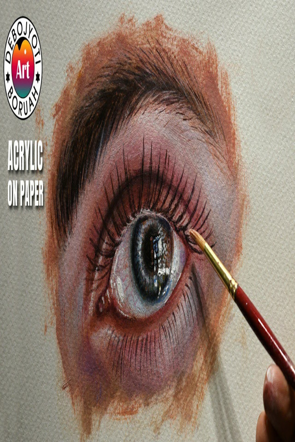 STEP-BY-STEP EYE PAINTING TUTORIAL IN ACRYLIC  BEGINNERS GUIDE ON CANVAS  BY DEBOJYOTI BORUAH