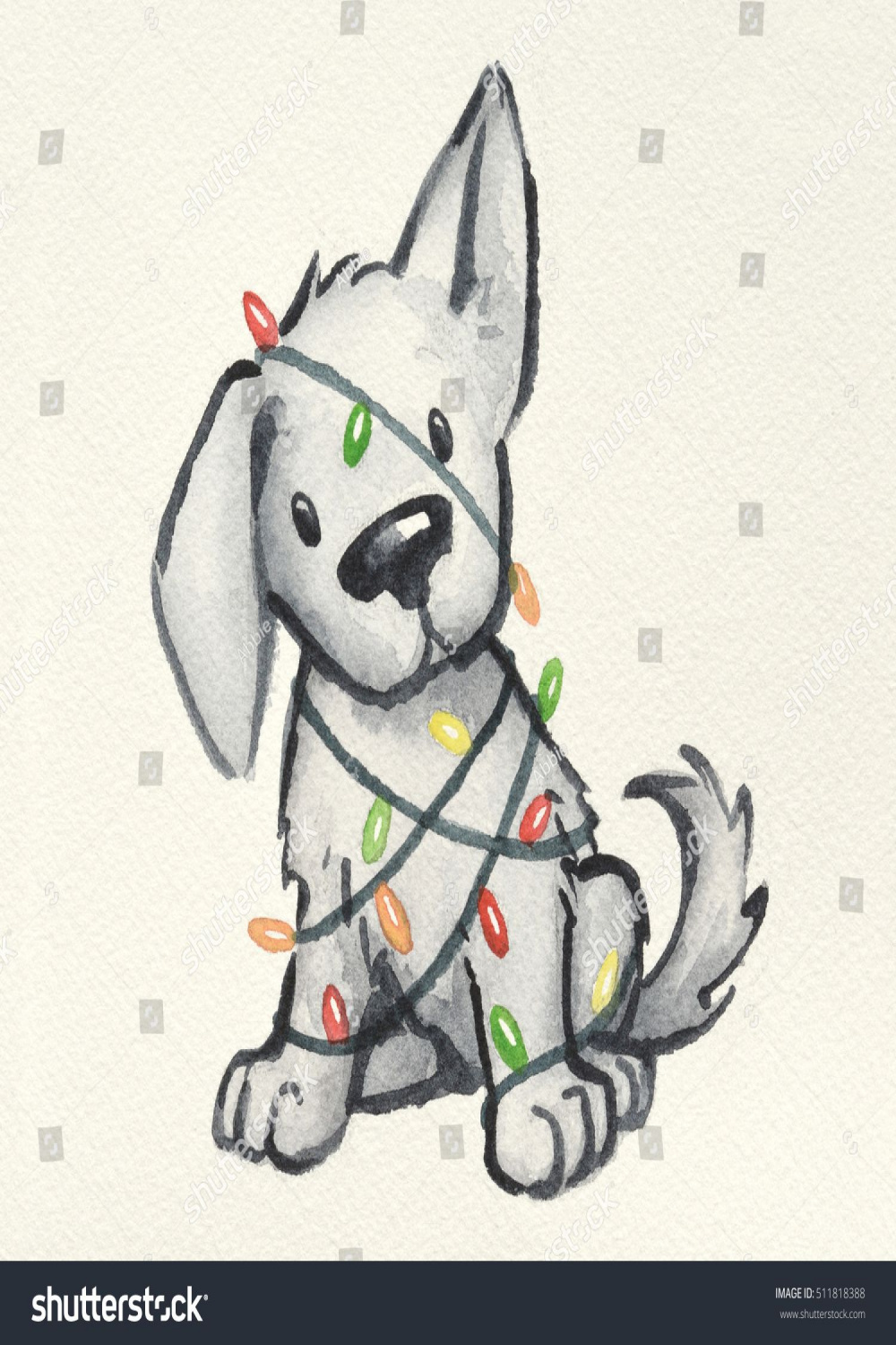 stock-photo-cute-puppy-dog-wrapped-in-christmas-tree-lights-on