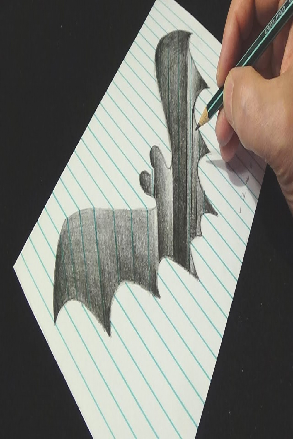 The Bat Hole - Drawing Bat Hole in Line Paper - D Trick Art - Vamos