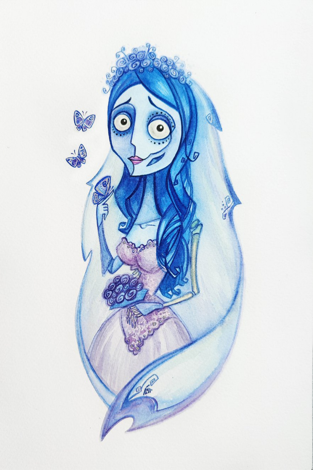 The Corpse Bride, fan art, Tim Berton, Happy Halloween Drawing