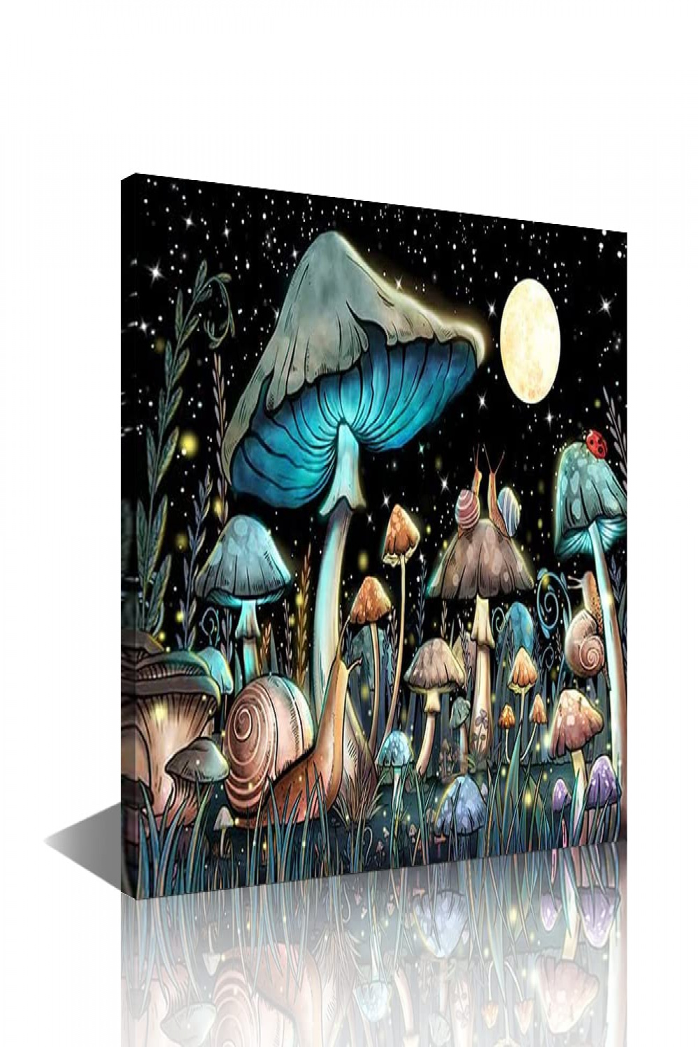 TISHIRON Wall Decoration Starry Night Mushrooms Painting Animals Under The  Starry Sky Art Print On Canvas Artwork For Kids Room Home Decor Ready To