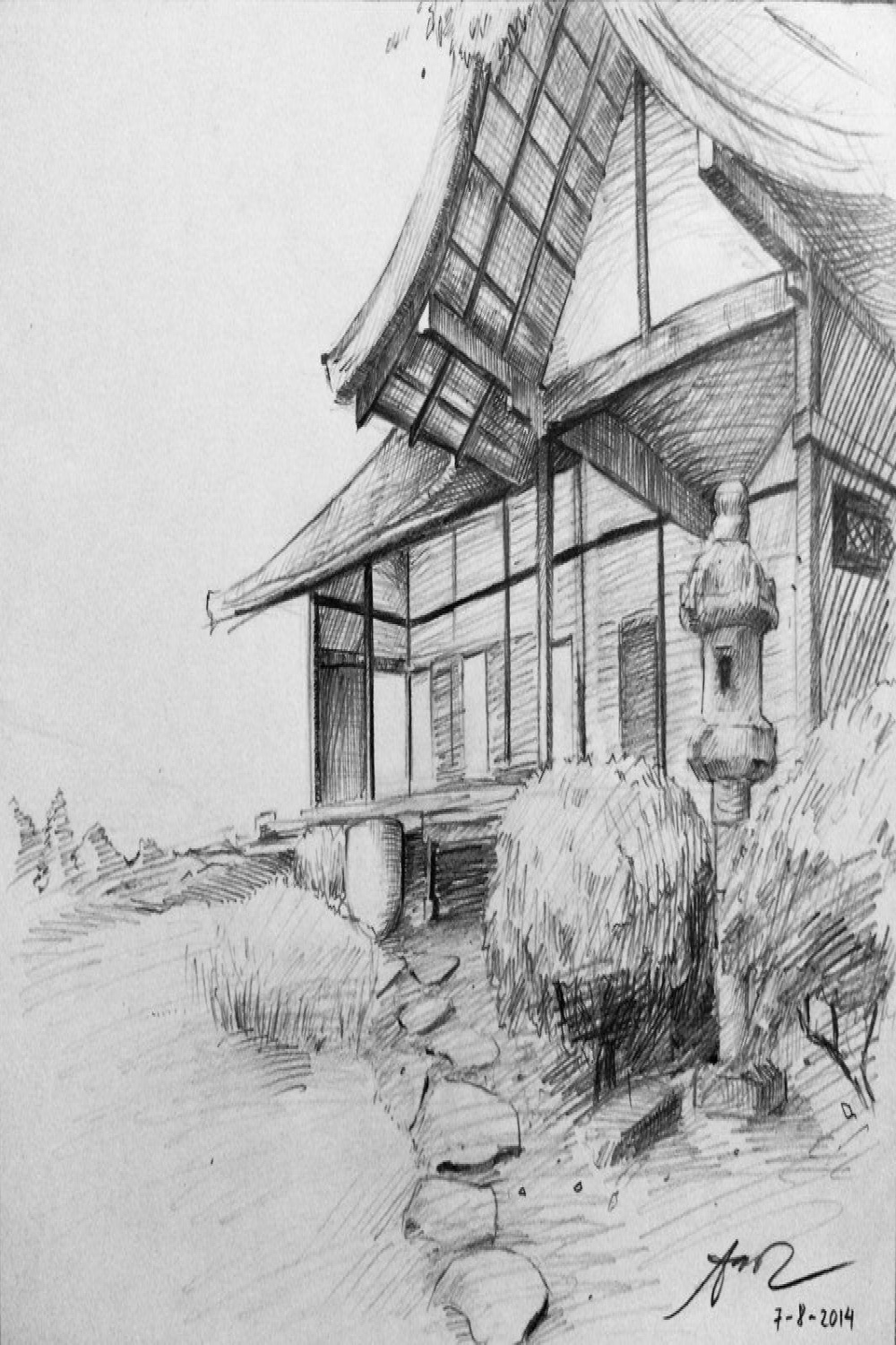 Traditional Japanese House sketch  Traditional japanese house