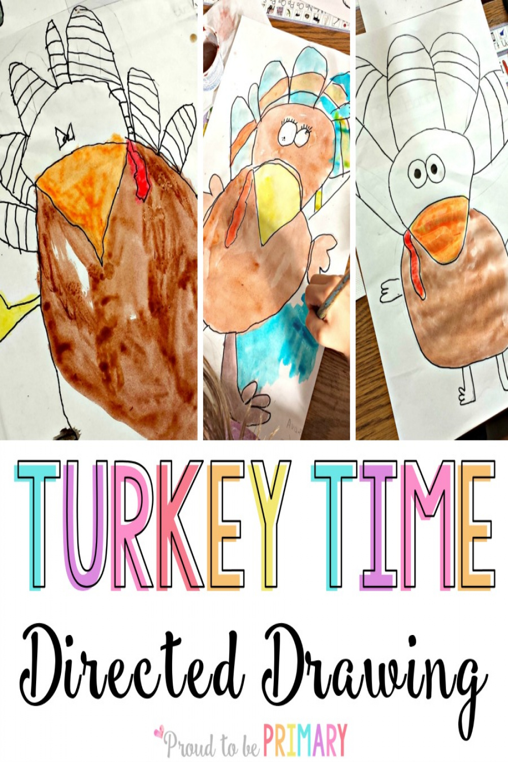 Turkey Drawing Step-by-Step for Primary Classroom Students