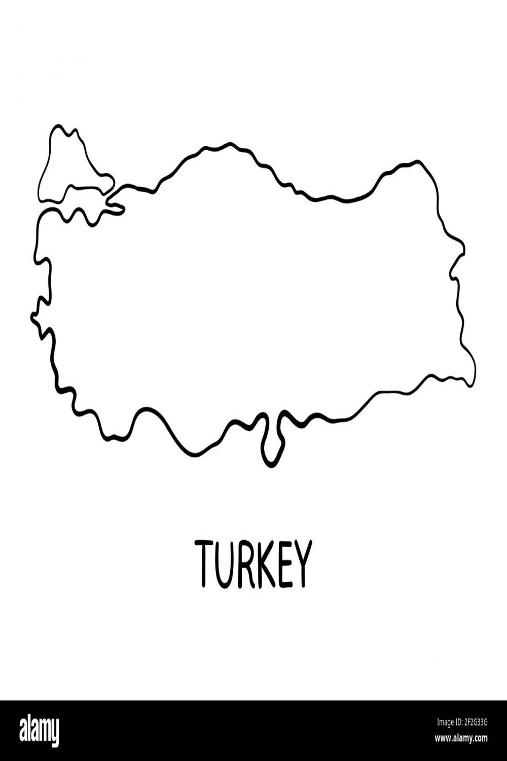 Turkey Map - Hand Drawn Illustration Stock Photo - Alamy