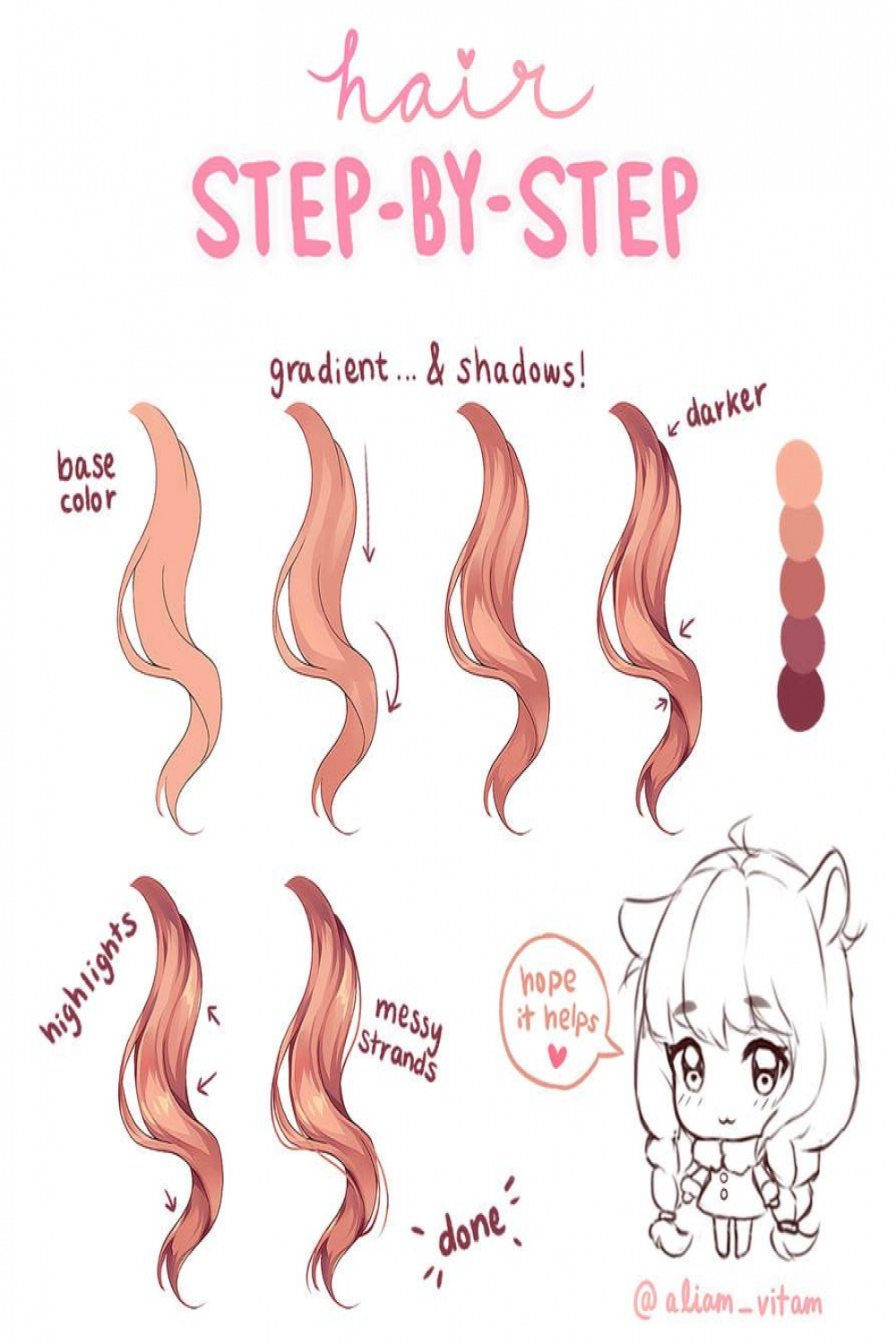 Tutorial] Hair coloring by aliam-vitam  Drawing hair tutorial