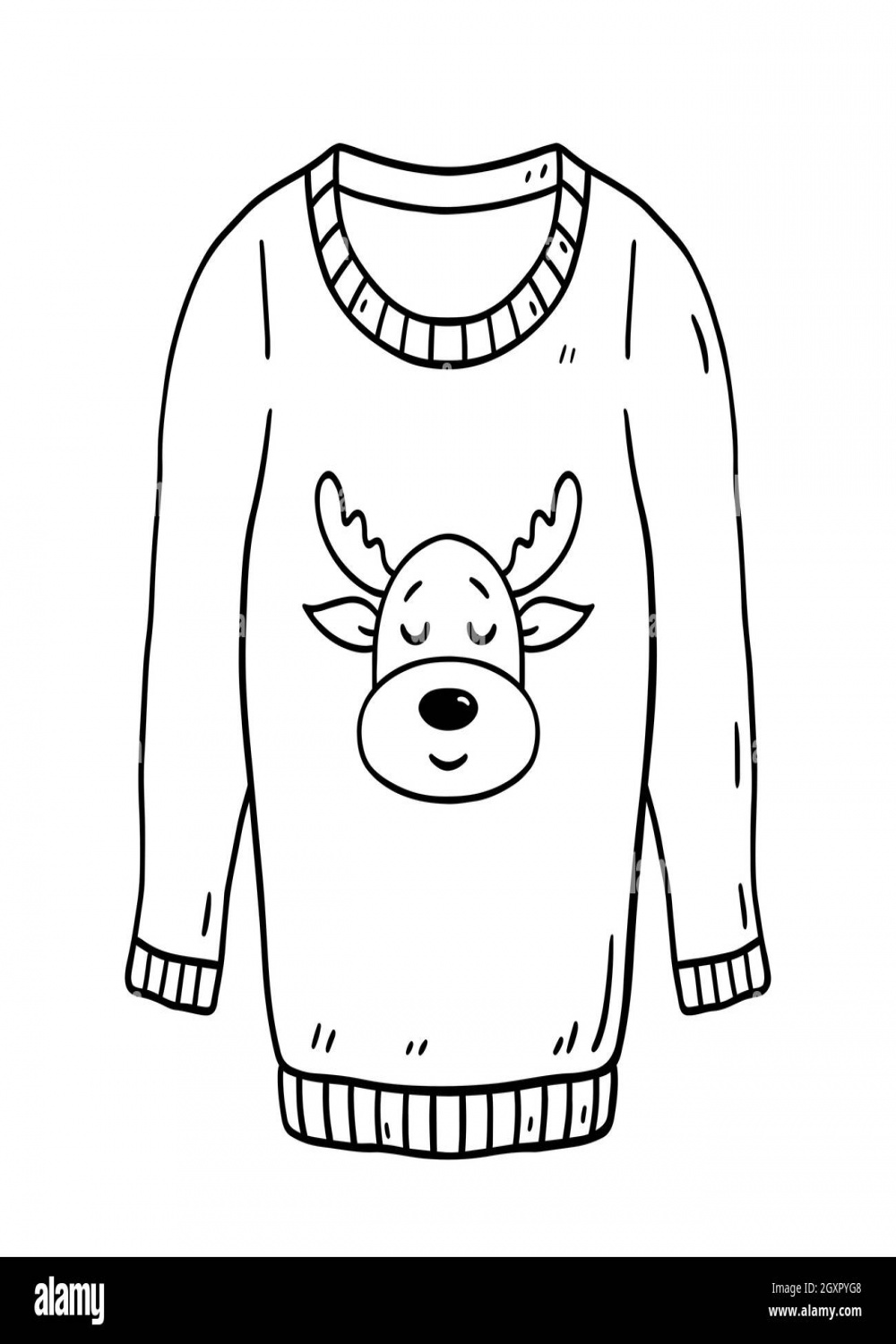 Ugly Christmas sweater with a deer isolated on white background