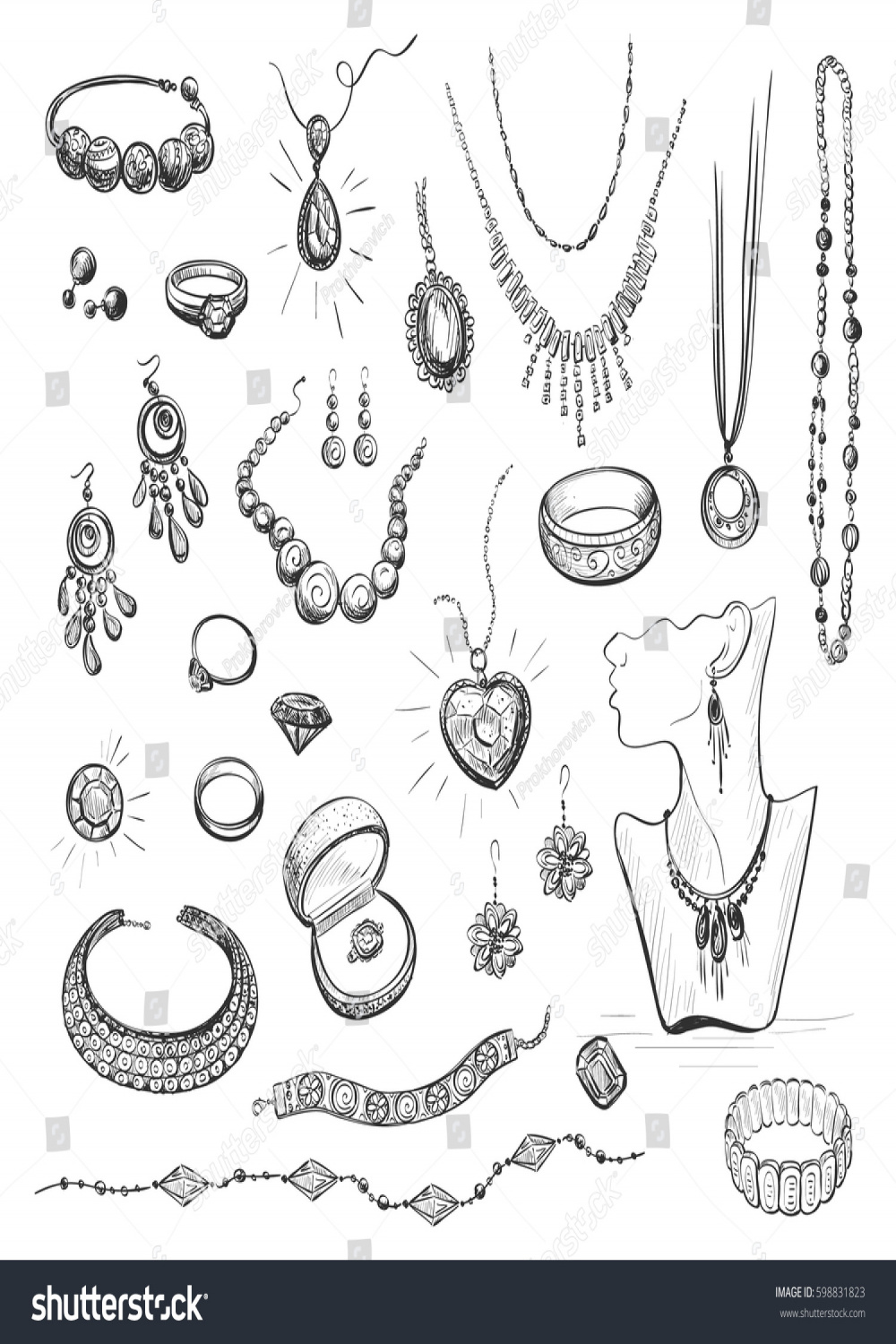 Vektorgrafik von Schmuckskizzen