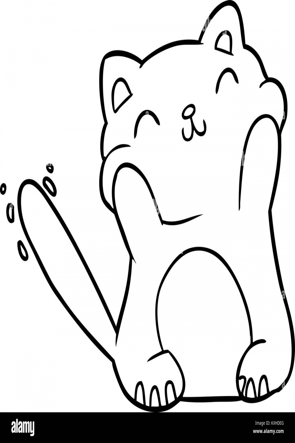 very happy cute line drawing of a cat Stock Vector Image & Art - Alamy