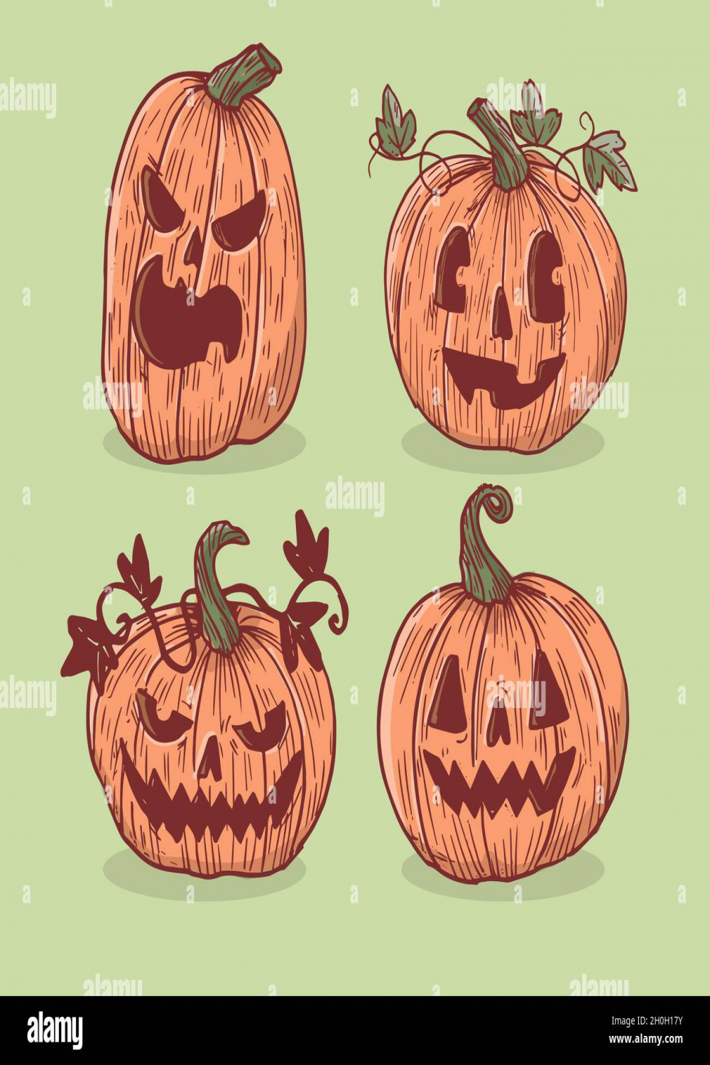 vintage halloween pumpkin collection vector design illustration