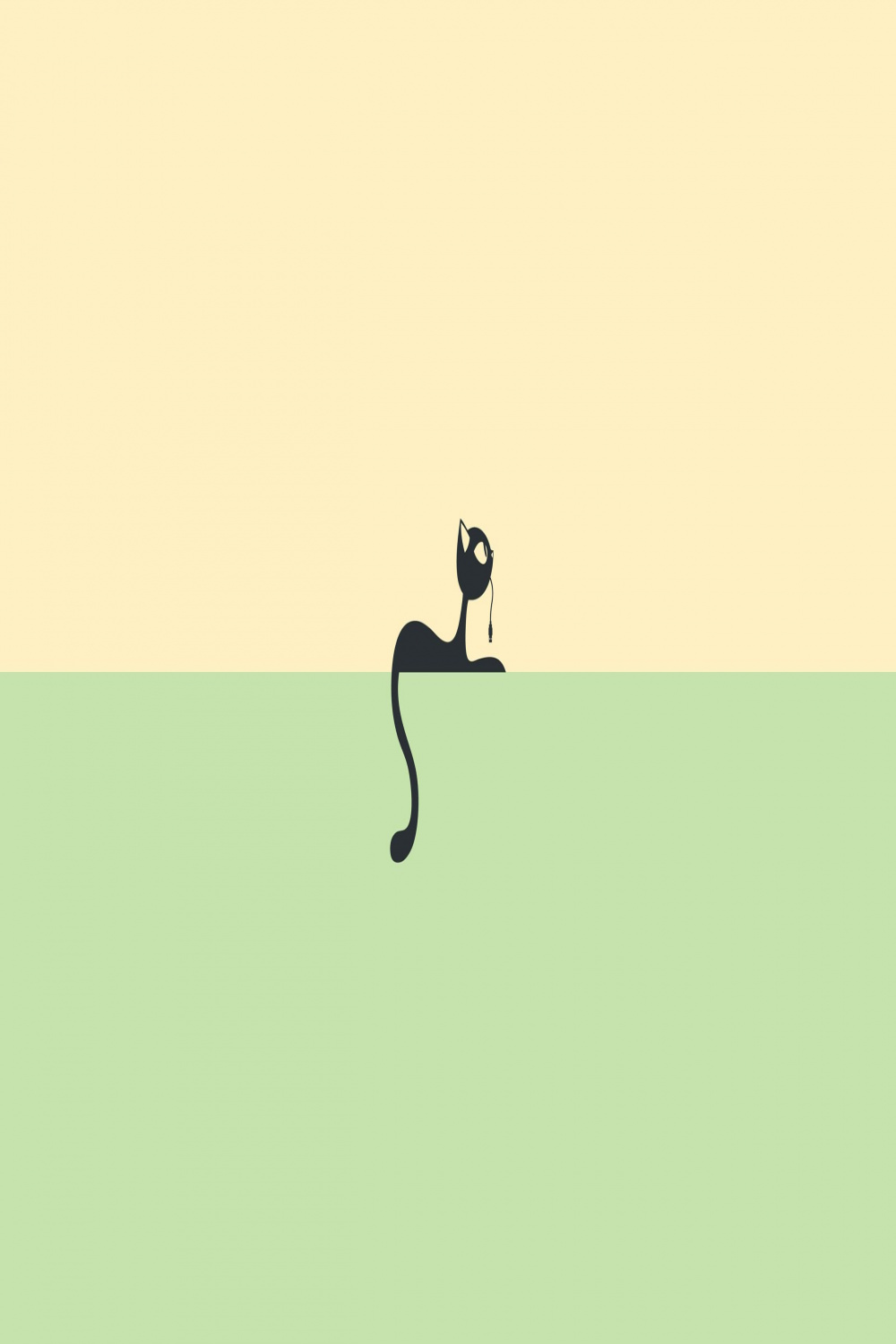 Wallpaper Original Cat Drawing Black Green Background Download