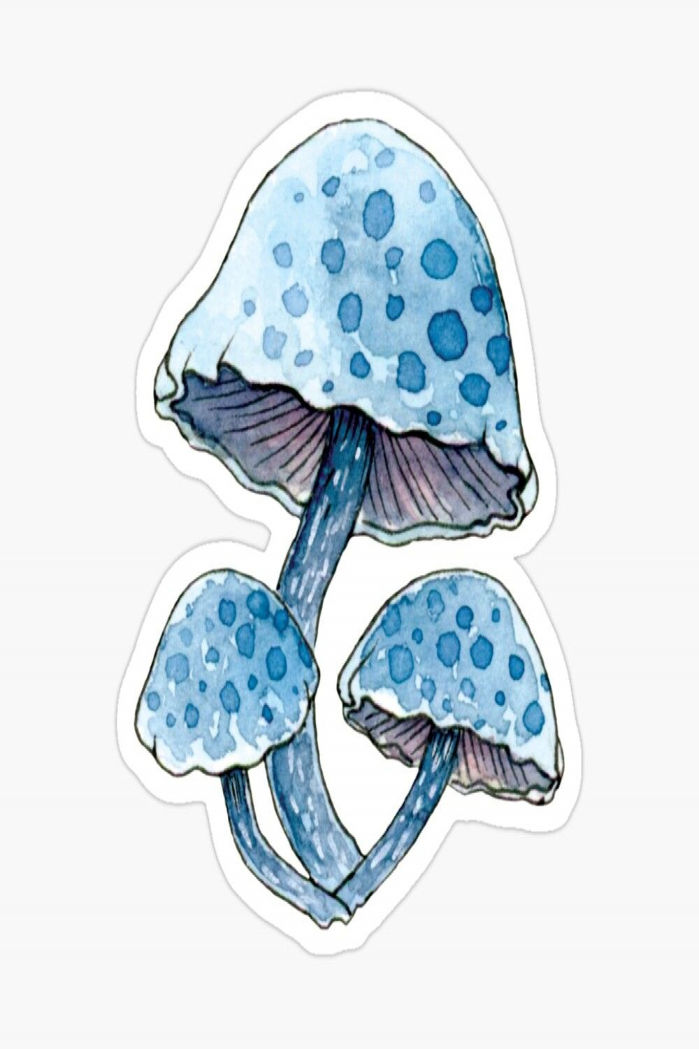 Watercolor blue mushrooms dots magic autumn print" Sticker for