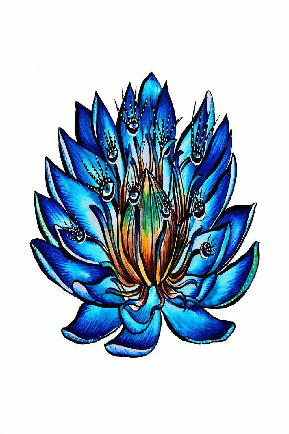 Weird Multi Eyed Blue Water Lily Flower by Boriana Giormova